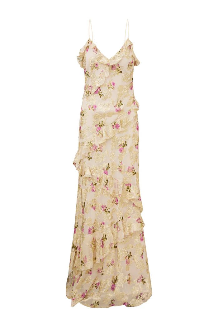 Rialto Floral Silk Maxi Dress ~ Violet Whimsy – Shake Your Bon Bon