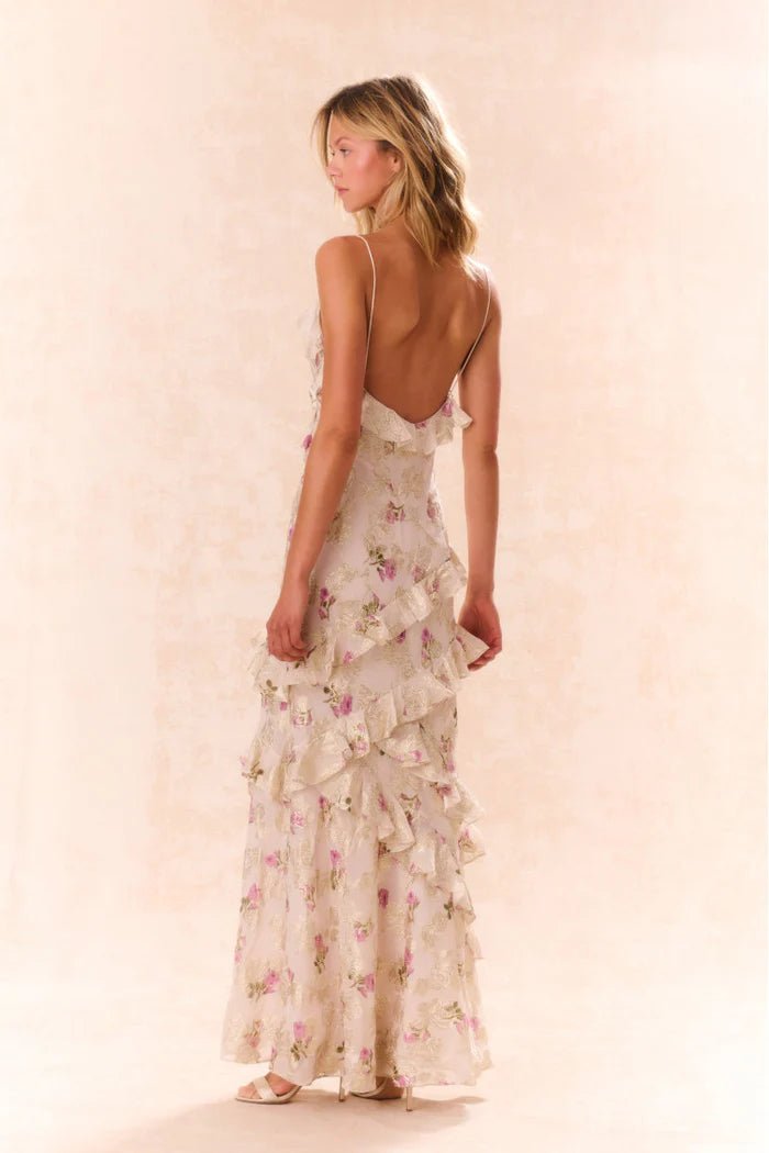 Rialto Floral Silk Maxi Dress ~ Violet Whimsy  Shake Your Bon Bon