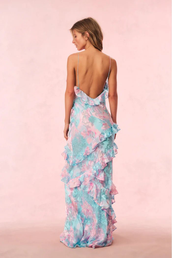 open lace back dress Pastel Ruffle Dress