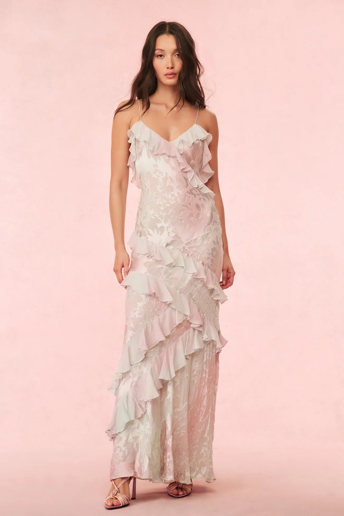 Rialto Pastel Ruffle Maxi Dress