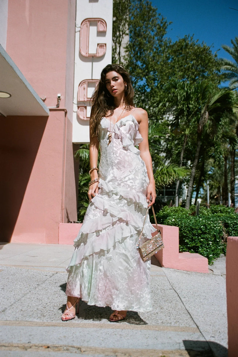 Rialto Pastel Ruffle Maxi Dress – Shake Your Bon Bon
