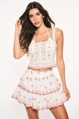 Ruffle Mini Cherry Skirt ~ Optic White - Shake Your Bon Bon