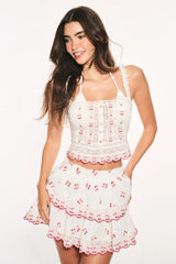 Ruffle Mini Cherry Skirt ~ Optic White - Shake Your Bon Bon