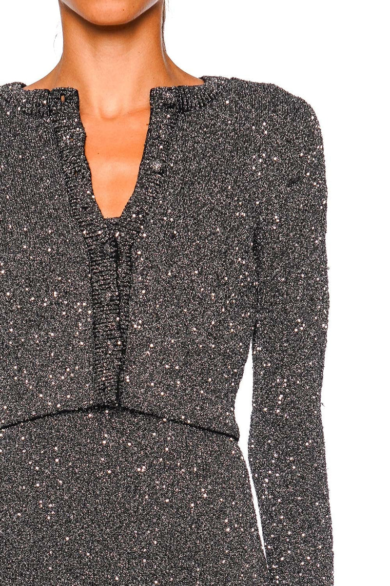 Ferra Sequin Stretch Knit Cardigan ~ Black