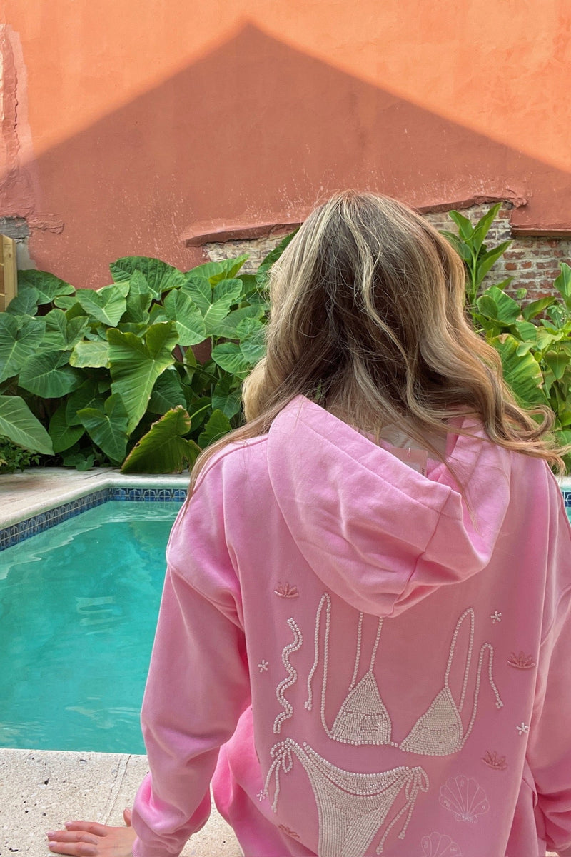 Bikini Beaded Ocean Oversized Hoodie ~ Lottie Pink – Shake Your