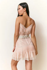 Sibelle Silk Ribbon Mini Dress ~ French Rose - Shake Your Bon Bon