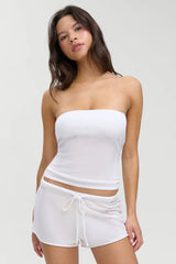 Sophie Knit Mini Shorts ~ White Hibiscus - Shake Your Bon Bon