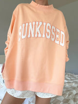 Sunkissed Embroidered Mockneck Sweatshirt ~ Papaya Orange - Shake Your Bon Bon