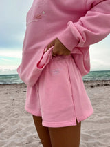 Sunkissed Embroidered Sweat Shorts ~ Lottie Pink - Shake Your Bon Bon