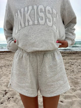 Sunkissed Embroidered Sweat Shorts ~ Pearl Grey - Shake Your Bon Bon