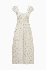 Suvi Floral Cotton Midi Dress ~ Arctic Vanilla - Shake Your Bon Bon