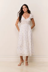 Suvi Floral Cotton Midi Dress ~ Arctic Vanilla - Shake Your Bon Bon