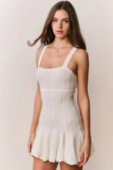 Tabatha Stretch Pointelle Mini Dress ~ White Tea - Shake Your Bon Bon