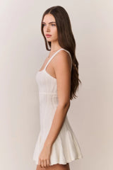 Tabatha Stretch Pointelle Mini Dress ~ White Tea - Shake Your Bon Bon