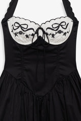 Tea Time Poplin Bustier Mini Dress ~ Black - Shake Your Bon Bon