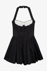 Tea Time Poplin Bustier Mini Dress ~ Black - Shake Your Bon Bon