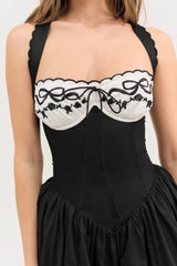 Tea Time Poplin Bustier Mini Dress ~ Black - Shake Your Bon Bon