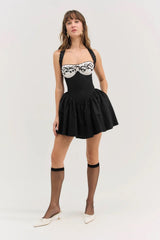 Tea Time Poplin Bustier Mini Dress ~ Black - Shake Your Bon Bon
