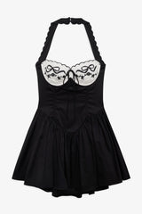 Tea Time Poplin Bustier Mini Dress ~ Black - Shake Your Bon Bon