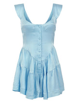 The Elisabeth Romper Dress ~ Sky Blue Satin - Shake Your Bon Bon