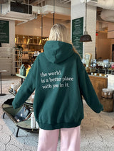 The World is a Better Place Embroidered Hoodie - Shake Your Bon Bon