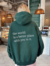 The World is a Better Place Embroidered Hoodie - Shake Your Bon Bon