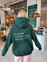 The World is a Better Place Embroidered Hoodie - Shake Your Bon Bon