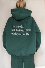 The World is a Better Place Embroidered Hoodie - Shake Your Bon Bon
