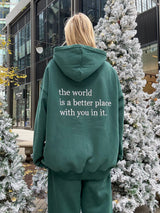 The World is a Better Place Embroidered Hoodie - Shake Your Bon Bon