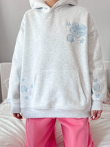 Tropical Embroidered Hoodie ~ Pearl Grey - Shake Your Bon Bon