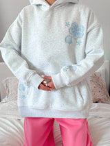 Tropical Embroidered Hoodie ~ Pearl Grey - Shake Your Bon Bon