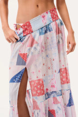 Umber Patchwork Print Maxi Skirt ~ Blueberry Sundae - Shake Your Bon Bon