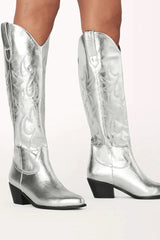 Urson Western Boot ~ Silver Metallic - Shake Your Bon Bon