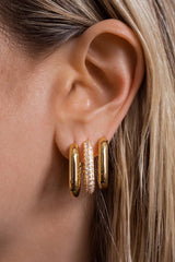 XL Pave Chain Link Hoops ~ Gold - Shake Your Bon Bon