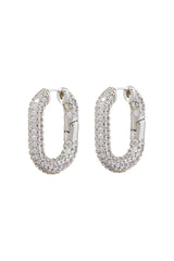 XL Pave Chain Link Hoops ~ Silver - Shake Your Bon Bon