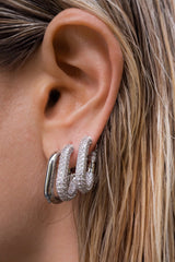 XL Pave Chain Link Hoops ~ Silver - Shake Your Bon Bon