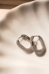 XL Pave Chain Link Hoops ~ Silver - Shake Your Bon Bon