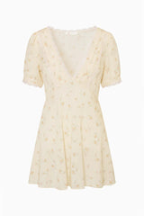 Yasmin Floral Lace-Trimmed Mini Dress ~ Lemon Haze - Shake Your Bon Bon