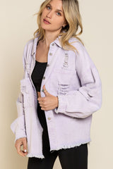 The layering piece of our dreams... this distressed button down is here to give you that much desired peace of mind! With its' vintage-inspired, distressed fabric, button front closure and all around oversized fit, we guarantee this will be the piece you're grabbing when you're running out the door. Style tip? Use it as the perfect sunny cover up for your favorite swimmie! 