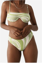 Find yourself consistently on the side with greener grass in this groovy and flattering underwire bikini set! A modern twist on a classic, supportive underwire and a flattering, high hip seamless bottom in a playful print that ensures you never blend in.