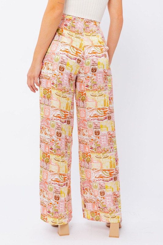 Send me a postcard, these pants are the perfect pair for all the places you'll go! With the sweetest print that perfectly embodies your wandering spirit, these high waisted, straight leg, lightweight gems can be perfectly dressed up for a day at the office or paired with the matching Send Me a Postcard Top to stun on your vacay.