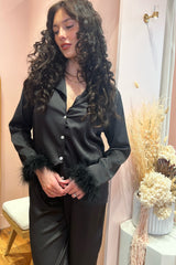 It doesn't get much better than our Sleepin' In Satin Fur Trimmed Lounge Pants! With their lightweight satin fabric, elastic waistband and wide leg design complete with fur trim, these are guaranteed to be your new favorite pajama pants. We won't even blame you if you wear them out on the town, because they are THAT good! Complete the set with our Sleepin' In Satin Fur Trimmed Button Down. Paired here with our Lagniappe Heel.