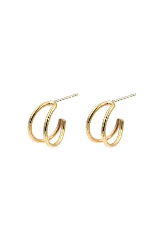 Our Parallel Huggies are the perfect statement hoops that are effortless for everyday wear! We just know these will be the earrings you keep going back to, day after day.   14K Gold Filled Sterling silver posts Diameter measures 1/2" Handmade in Costa Mesa, CA. Sold as a set