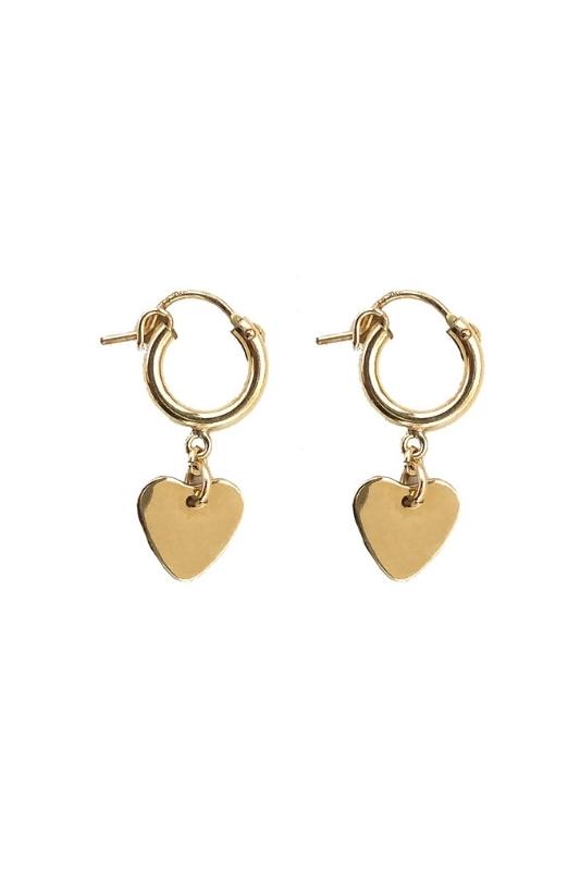 It doesn't get much sweeter than our precious Heart Charm Hoop Set! The perfect everyday earring to throw on when you're feeling the love.  14 K Gold Filled. Handmade in Costa Mesa, CA. Sold as a set Matching item available - Heart Toggle Necklace
