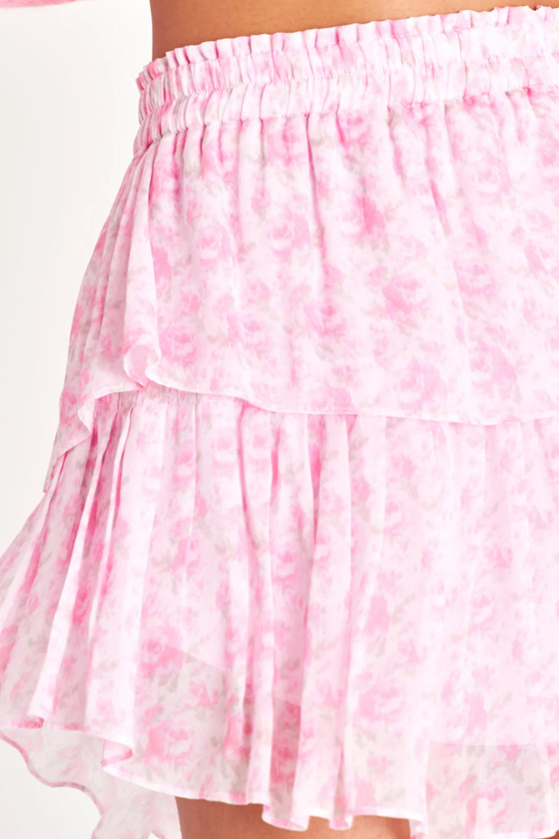 Ruffle Mini Skirt ~ Rose Patch