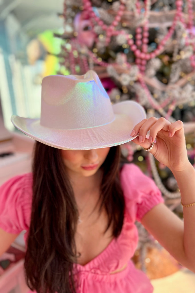  You better take it from me... this metallic hat is a good time cowboy casanova! We'll be seeing you on the parade route all Mardi long in this anything but classic, Western-inspired, iridescent gem. Take it from us, it's practically impossible to have a bad time when you throw this on.