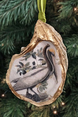 Oyster Shell Ornament ~ Pelican