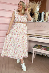 Met my Match Midi Skirt ~ Ivory Multi