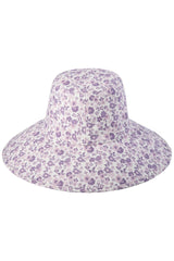 Made from 100% cotton canvas with a violet floral print, our new wide-brimmed holiday bucket is finished with a simple and secure necktie, ensuring this hat goes everywhere you do.