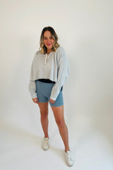 Totally at ease, these ribbed biker shorts make us want to get up and get moving! Ultra lightweight, breathable ribbed fabric with a thick elastic waist band, these gems are perfect for the sweatiest of workouts. Mix n' match or find their perfect pair with our At Ease Ribbed Tops, or layer like we've done here with our Here For It Oversized Top.